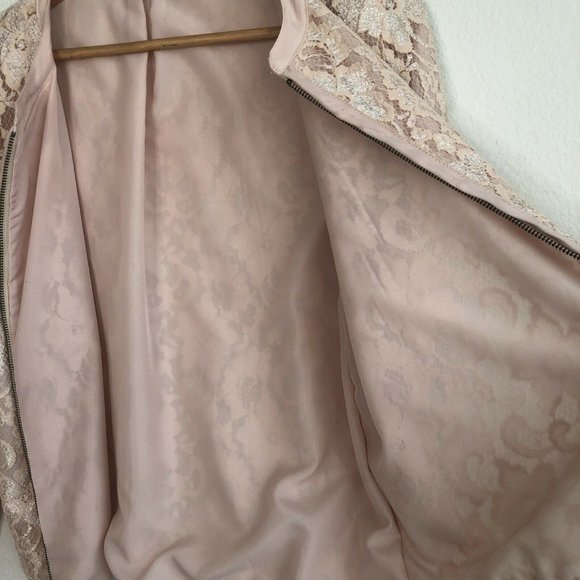Michael Stars Lace Overlay Full Zip Top Pink Large - Picture 5 of 10